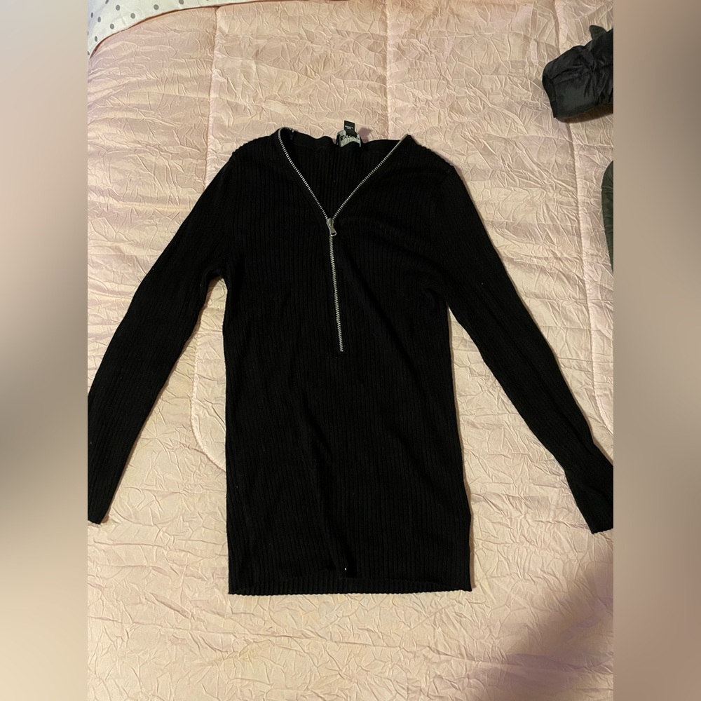 long sleeve body con woolen shirt with zipper